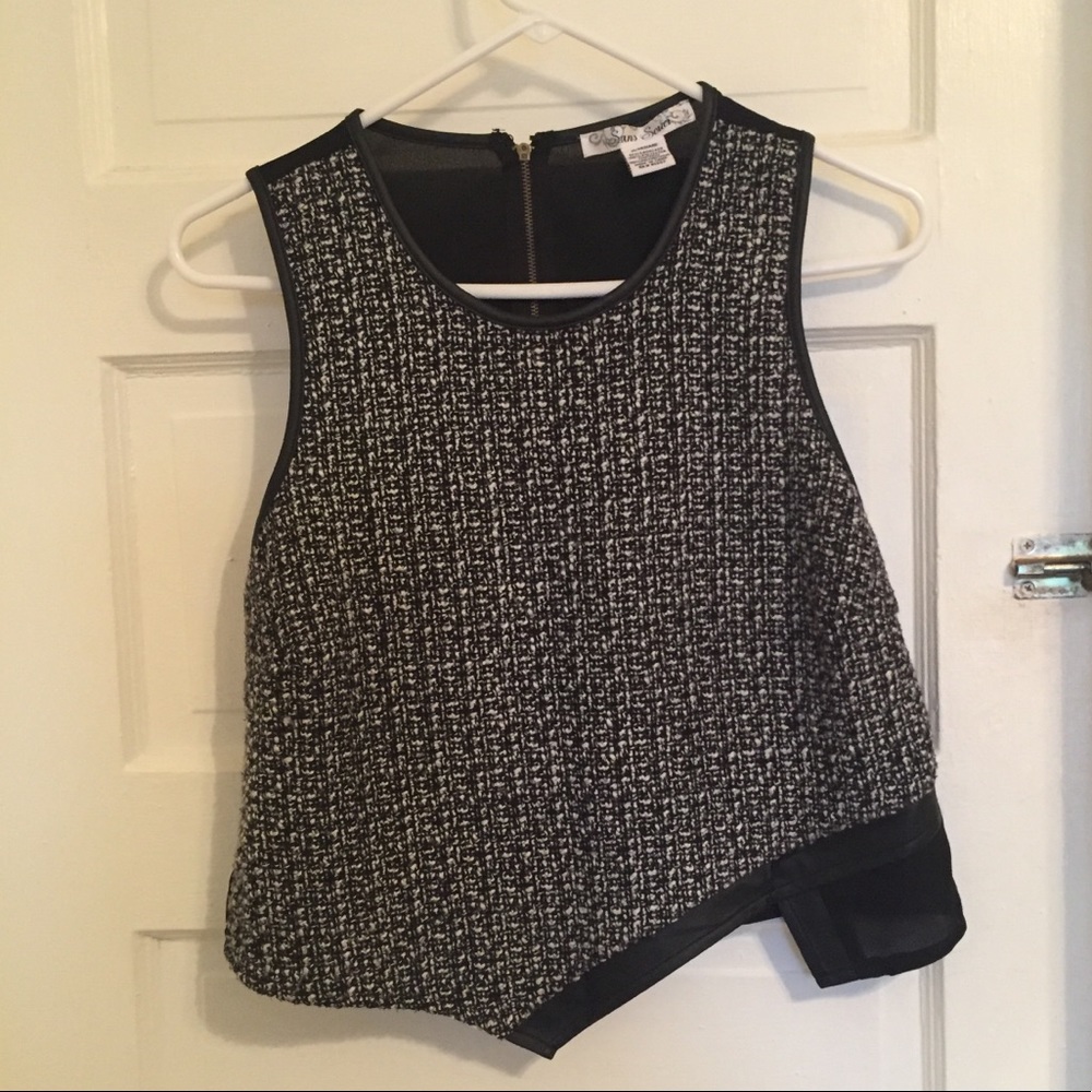 Black and white shear dress top